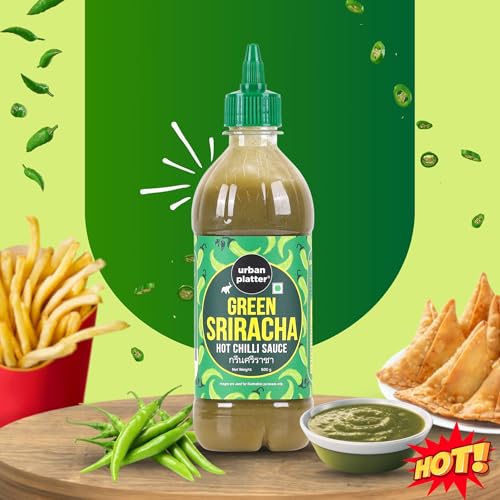 Image of Urban Platter Green Sriracha Hot Chilli Sauce - 500g | Spicy & Tangy Green Chilli Sauce | Thai-Inspired Sriracha for Dipping, Cooking & Marinades