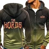 Sudadera con Cremallera para Hombre para Warcraft World Sudaderas para The Horde Chándal Estampado Informal Jersey Chaquetas con Cremallera De Moda Jerséis De Manga Larga,Green-Adults/2XL