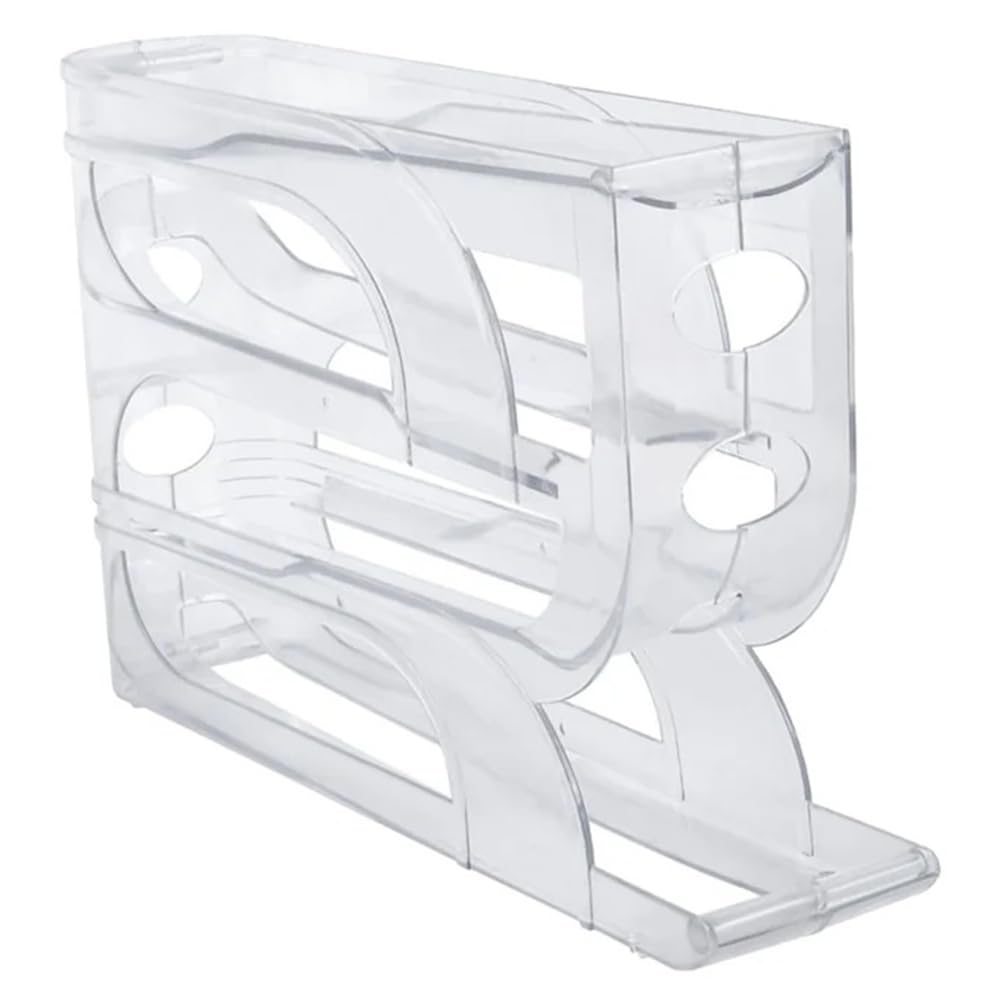 CTRLZS Automatic Scrolling Egg Rack Egg Basket Container Roll Down Refrigerator Egg Dispenser Kitchen Home Transparent