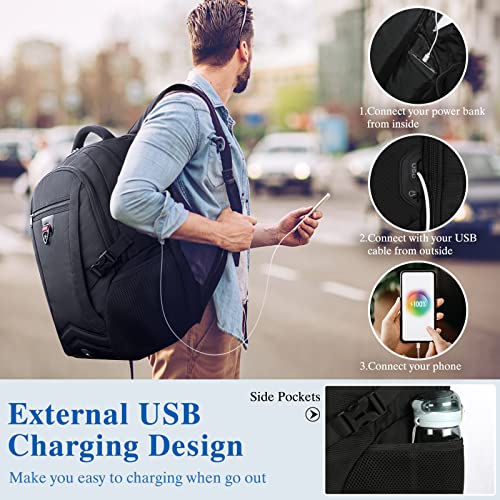 Travel-Laptop-Backpack-17-Inch-Extra-Large-Backpack-for-Men-Waterproof-College-School-Backpack-173-TSA-Friendly-Travel-Backpack-with-USB-Charging-Plug-Mens-Backpack-Computer-Backpack-Black-45L