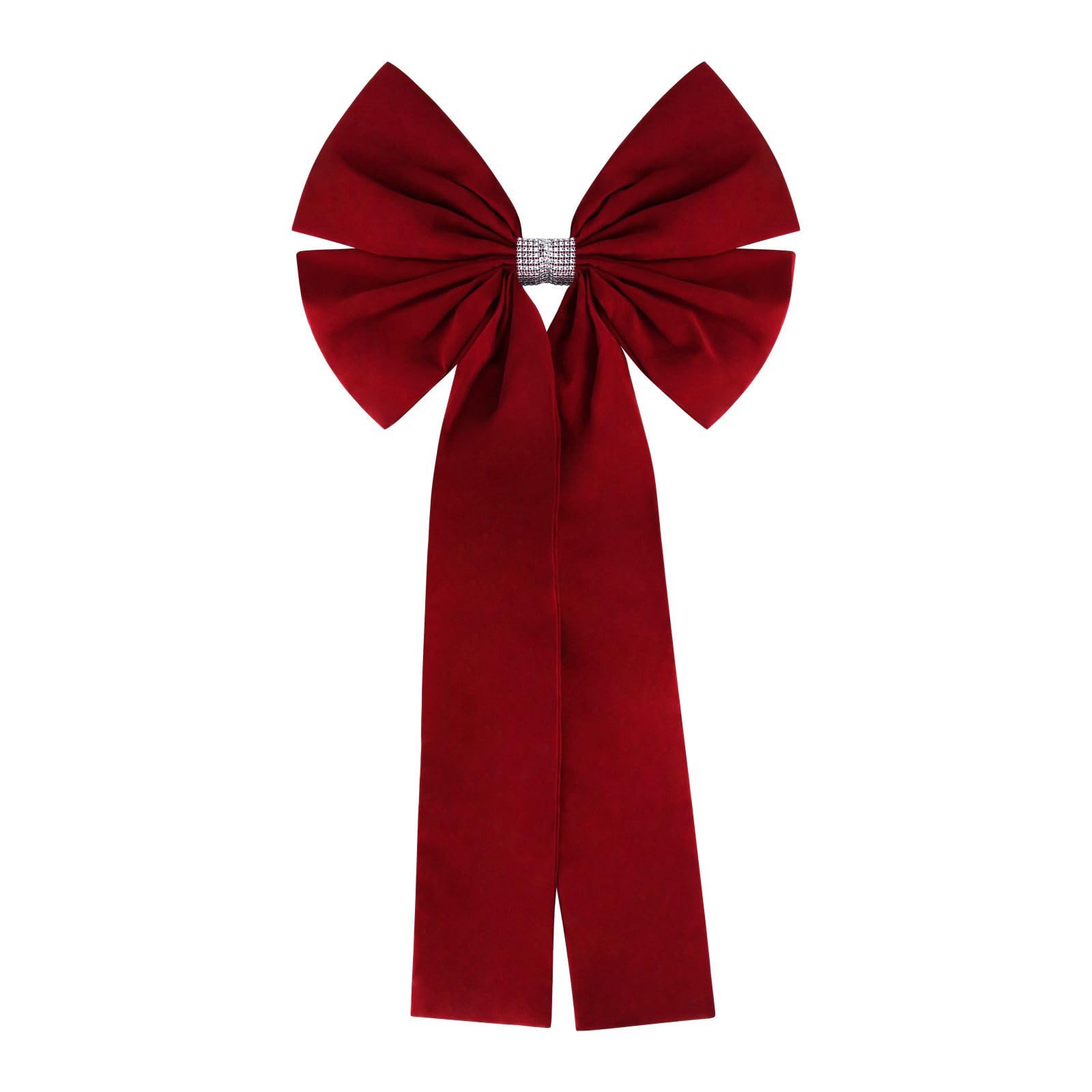 Meseey Lazo extra grande para árbol de Navidad de 36 x 18 pulgadas, lazo de terciopelo para decoración del hogar de Navidad, decoración de interiores y exteriores (borgoña)