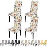 JQinHome Pattern Chair Covers for Dining Room Set of 4, High Stretch Removable Washable Parsons Chair Slipcover for Home Party Hotel Wedding Ceremony (Flower,4PCS)