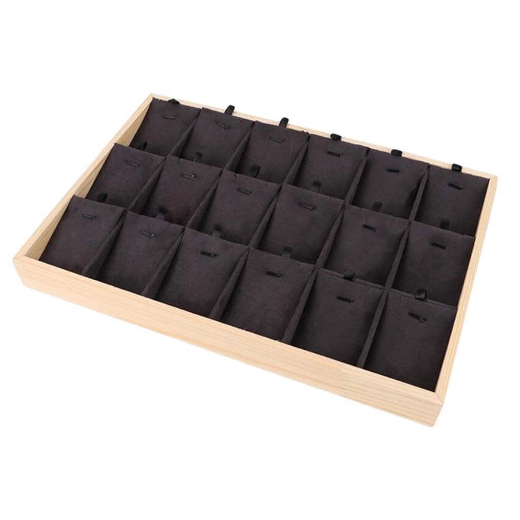 ALCXAZS Stylish Bamboo Wood Jewelry Display Stand for Pendant Necklaces, Black Velvet, 35x24x3cm
