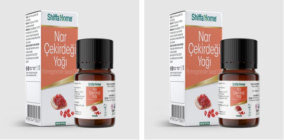 Shiffa Home Nar Çekirdeği Yağı 10 Ml – Soğuk Sıkım, Vitamin ve Mineral Bakımından Zengin, Cilt Yenileyici ve Besleyici Doğal Yağ, Antioksidan Etkili, Masaj ve Banyo Yağı (2 paketi)