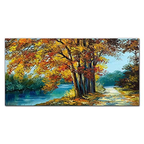 Tableau en verre acrylique 100x50cm Forêt et fleuve - Décoration murale salon
