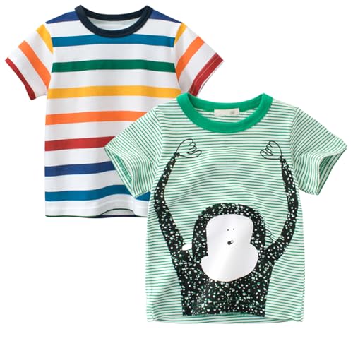 2 Pack Boys T-Shirts Kids Short Sleeve Shirts Toddler Summer Basic Tees Casual Tops Size 2-7.