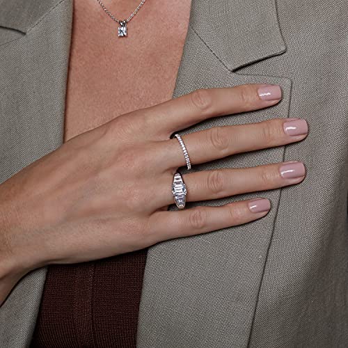 Tapered Baguette & Emerald Cut Ring 925 Sterling Silver Single Prong Set Engagement Ring Band | 4.00 Carats Cubic Zirconia CZ Simulated Diamond3