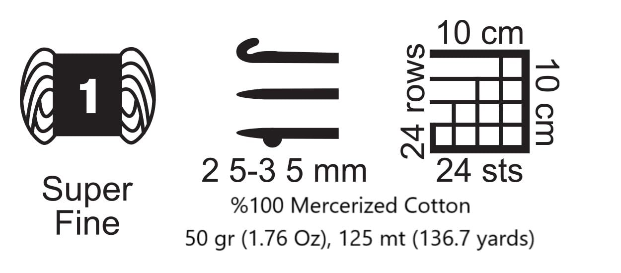 10 madejas (paquete) Giza, 100% algodón mercerizado para Crochet, cada una 50 g (50 g) (125 m) fino 2