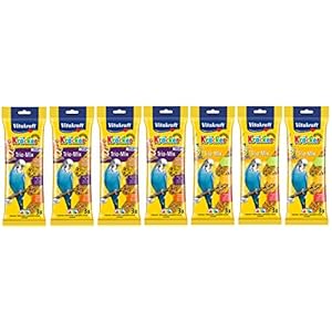 VITAKRAFT TRIO MIXED VARIETY PACK BUDGIE KRACKER HANGING BIRD CAGE SEED STICK TREATS 7 PACK 6 FLAVOURS