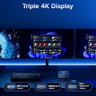 NiPoGi Pinova P1 Mini PC ΑΜD 4300U(Max 3.7GHz, 4C/4T, Migliore 3500U/N150/N97),16GB DDR4 512GB SSD Desktop Computer, Triplo Display DP 1.4+HDMI 2.0+USB3.2 Type-C 4K@60Hz/WiFi 5/BT4.2 Radeon Graphics