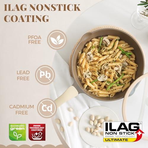 PRICUSIS Nonstick Frying Pan, 8/10/12 Inch Skillet with Stay Cool Handle, Stain/Scratch/Crack Proof, Induction Compatible Safe, Dishwasher Safe, PFOA Free(10-Inch, Natural Linen) by PRICUSIS - Image 5