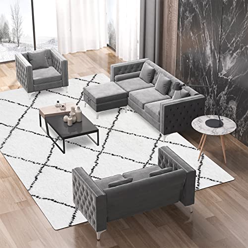 Cecer Sofa, 3 Pieces Sofa Set, Loveseat Sofa- Oversize Sofa Couch- Sofa Chair, Velvet Sofa With Cushion, Couches For Living Room, Apartment, Office, Gray Sofa #TOP6