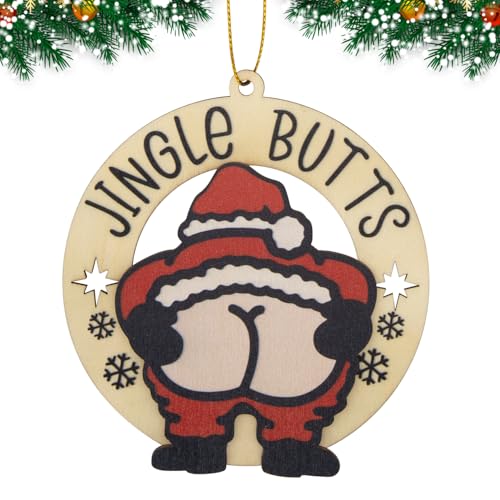 Funny Christmas Ornaments, Naughty Funny Christmas Tree Ornaments Novelty Santa Ornament Wooden Hanging Pendant Unique Christmas Decorations for Home Xmas Party Festive Gifts Y7PPGJ