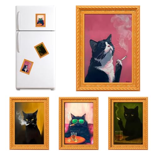 Set de 4 Marcos Imanes 3D de Gato para Refrigerador
