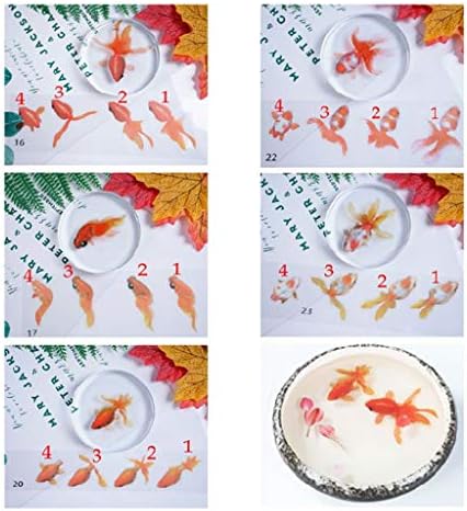 taxiner 5 Sheets Gold Fish 3D Mold Resin Stickers Decal Landscape Decorative DIY Crafts Material Decoration Jewelry Filling Tools