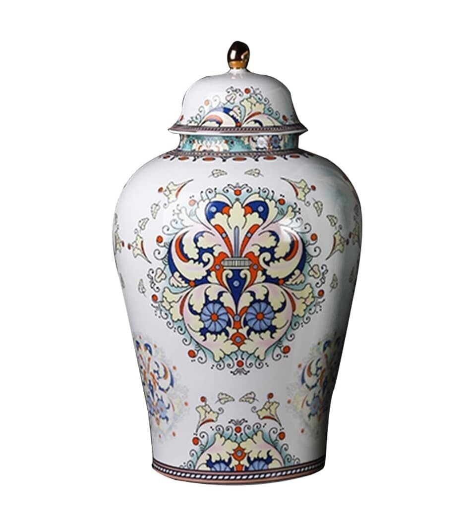 FLYIODFCXV Chinese Porcelain Ginger Jar with Gold Trim Small Ceramic Glazed