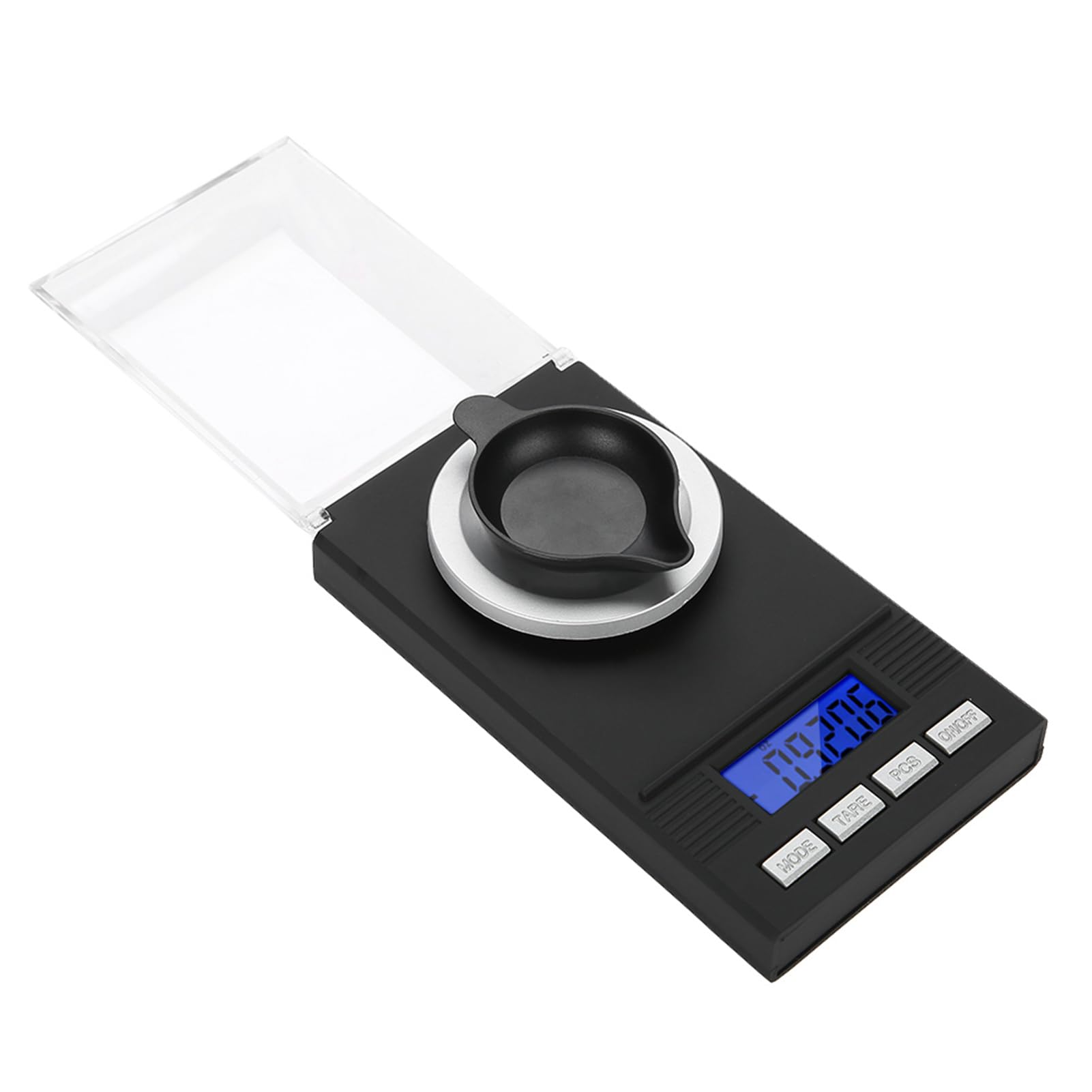 Báscula de Joyería 0.001g, Balanza de Bolsillo Portátil Mini, Pantalla LED con Luz Azul, Protector contra Viento, Tara, Conteo de Piezas, para Oro, Gemas, Hierbas (20g)