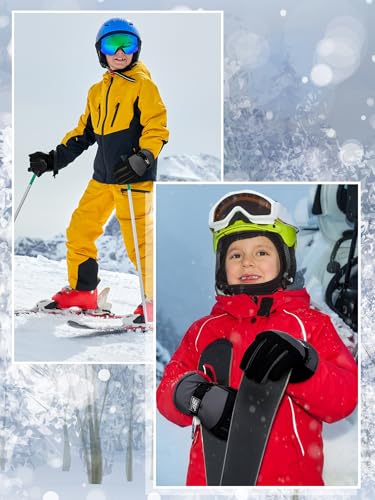 Image of Geyoga Kids Waterproof Winter Snow Ski Gloves for Boy Girl Outdoor Warm Thickening Snowboard Gloves