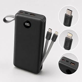 Power Bank 20000mAh Carregador Portátil Fast Charge USB-C Bateria Externa Alta Capacidade Compatível com iPhone e Android Cor Preto (Preto)