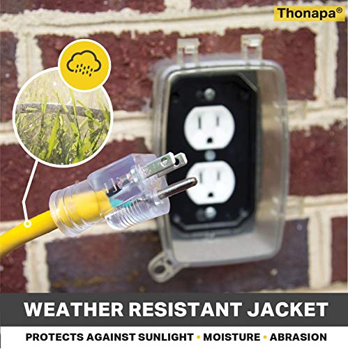Thonapa 2Ft Outdoor Extension Cord With 3 Outlets - 12/3 Heavy Duty Extension Cord With Multiple Outlets 2Ft, 3 Prong Lighted End, 12 Gauge Extension Cable For Outside, Sjtw, Us Veteran Owned Brand #TOP4