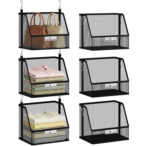 STORAGE MANIAC 3 Tier Hanging Closet Organizer with Mesh Baskets,