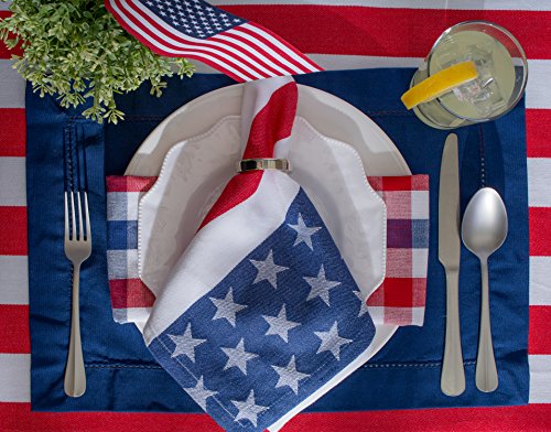 Dii 4Th Of July Stars & Stripes Tabletop Collection Tablecloth, Round 70", Red, White, & Blue #TOP3