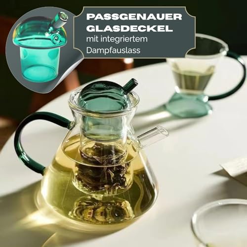 Service à thé en verre borosilicate théière 500ml et 4 tasses modernes - 7