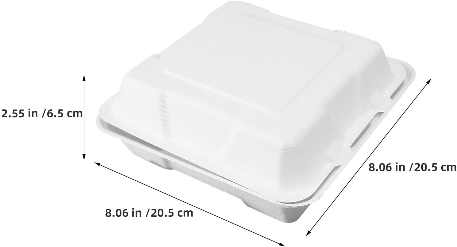 FUOYLOO 50pcs Clamshell Take Out Food Containers - Burger Packaging Box - Disposable Lunch Box for Sandwich Salad Dessert Meal Prep Packaging