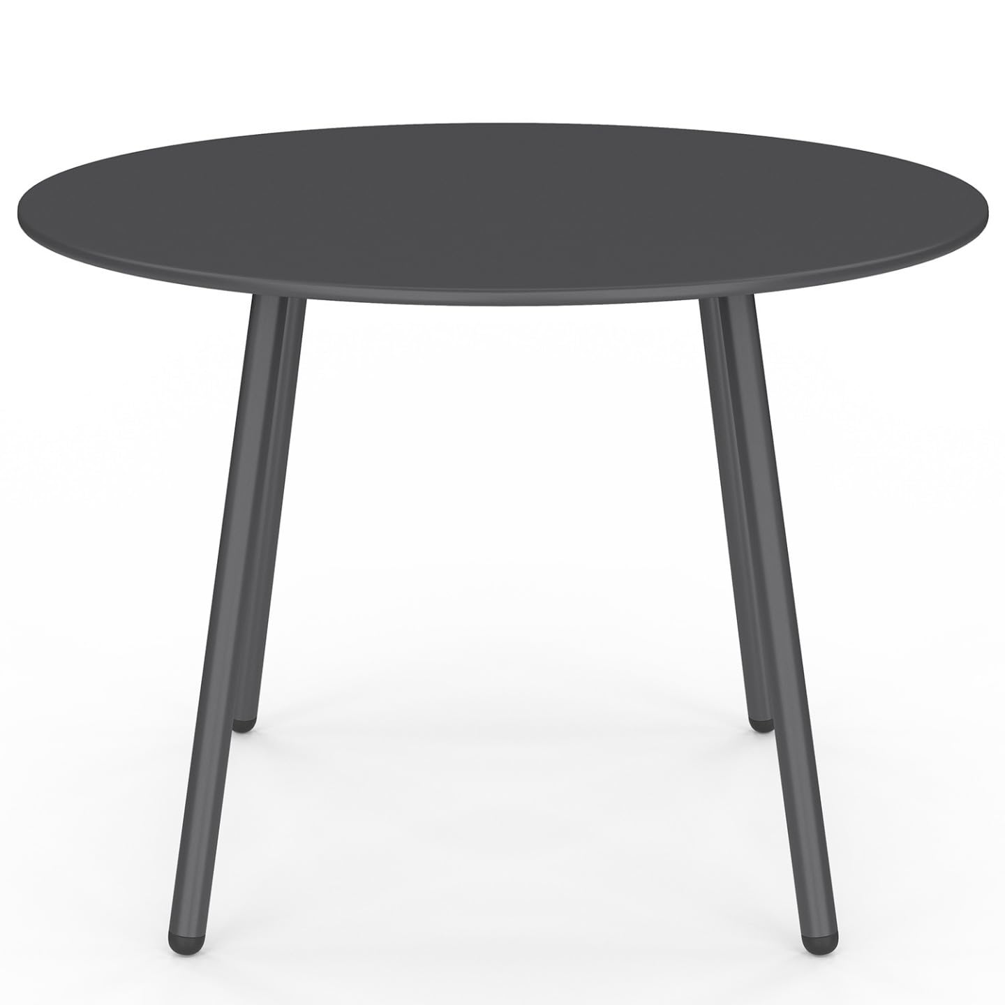 IDMarket - Muebles de jardín Arona bajo 4 plazas en metal gris antracita y cojines grises con sofá, sillón y mesa