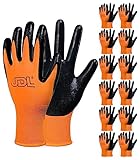 JDL Work Gloves Touch Screen Non-slip,Nitrile Rubber Coated Working Garden Gloves Bulk with Grip,Oil