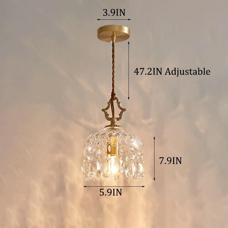 Suspension E14 en verre transparent et style français rétro - 6