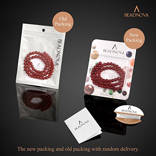 Image of BEADNOVA Red Agate Beads Natural Crystal Beads Stone Gemstone Round Loose Energy Healing with Crystal Stretch Cord for Jewelry Making (6mm, 62-64pcs)