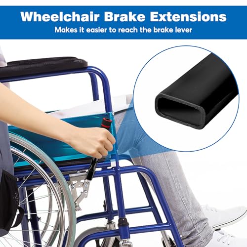 Image of Wheelchair Brake Extenders, 5 Inch Anti-Slip Brake Extension Handles Replacement for Wheelchair Wheel Lock Grips, Transport Chair, Power Chair Accessories (Black)