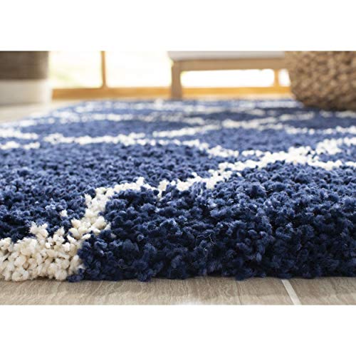Tapete SAFAVIEH Hudson Shag 4'x6' Azul Marino y Marfil miniatura 6