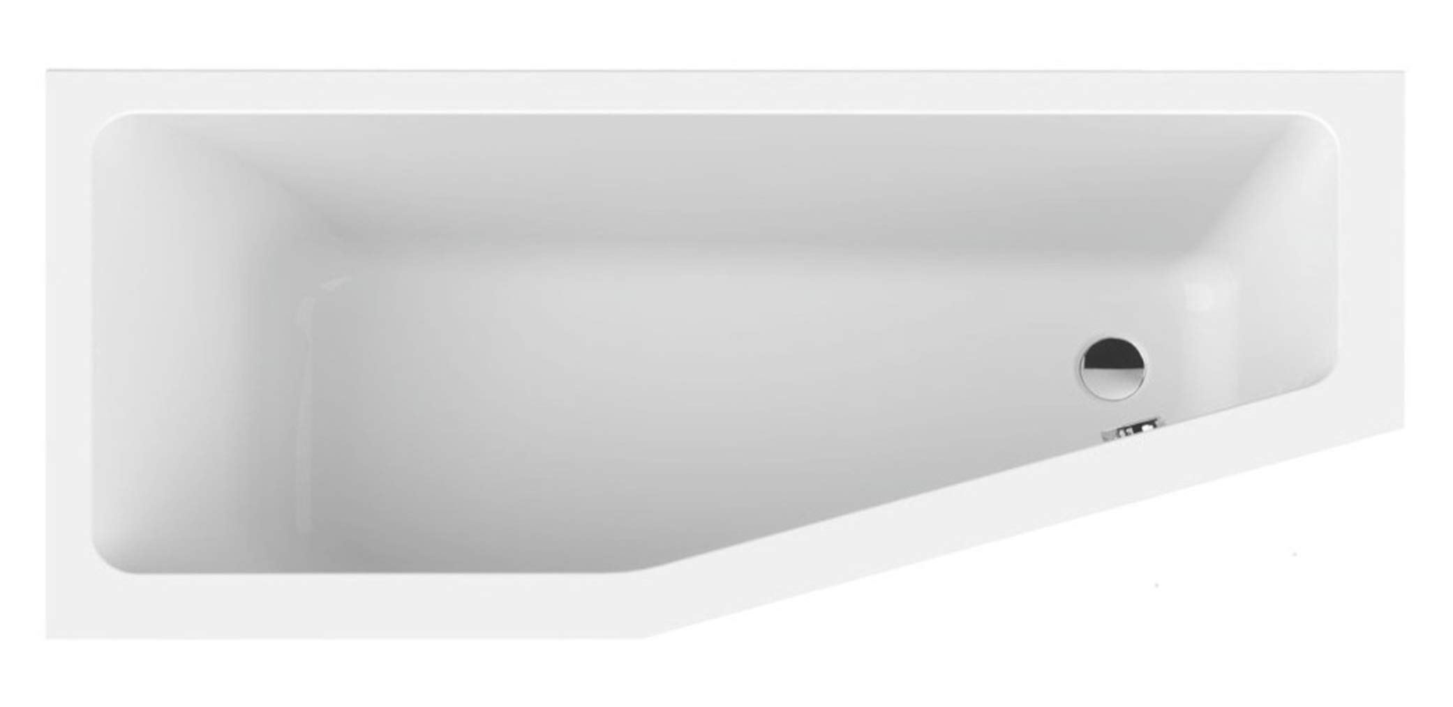 ECOLAM® raumsparende Badewanne Eckwanne Acryl weiß Keos 160x70 cm LINKS + Ablaufgarnitur Ab- und Überlauf Automatik Füße Silikon mit Antirutsch-Oberfläche