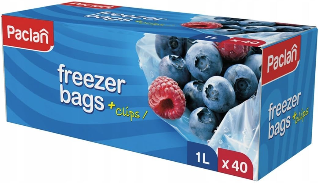 Paclan Sacchetti per congelatore, 1 litro, 40 pezzi, 18 x 28 cm