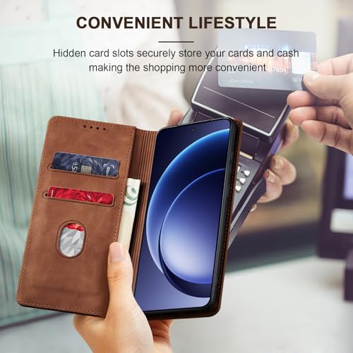 Image of Jasonyu Flip Wallet Case for OnePlus 15 5G,Brown
