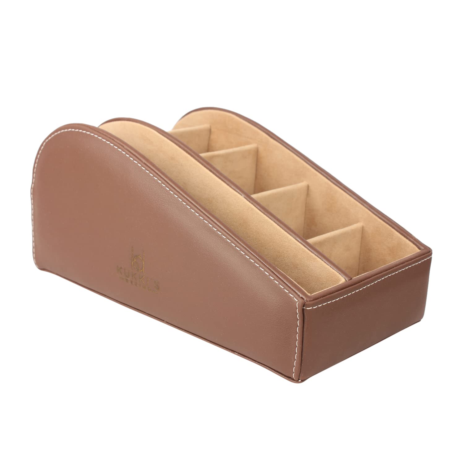 Kukki's PU Leather Remote Control Holder, Desk TV Remote Caddy/Box