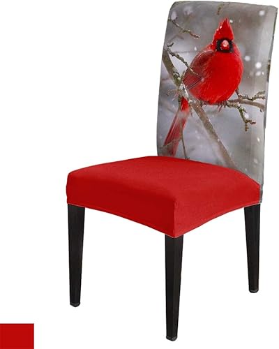 Paquete de 4 fundas elásticas impresas para sillas de comedor, diseño de rama de pájaro cardenal Merry Christmas, extraíbles de elastano, fundas disponible en Yaxa Colombia