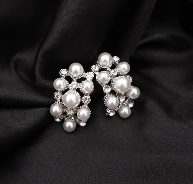 rneyflow 3PCS Wedding Bridal Artificial Pearl Crystal Necklace Drop Earring Bracelet Brides Party Costume Jewelry Set for Women - Image 4