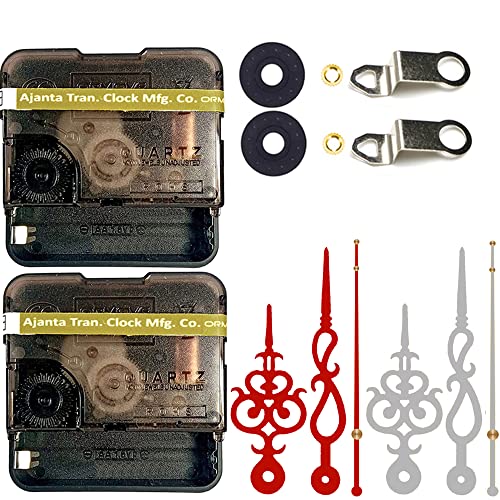 Image of Combo 2 of Ajanta Mfg. Battery Operated Plastic Ticking Wall Clock Movement Machine with Hands (Needles : Antique Maroon,Silver) (Maroon,Silver)