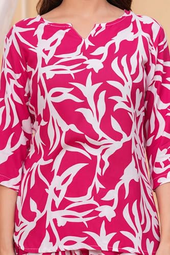 Image of Women's Printed Night Suit Set Pajama with Top Lightweight Soft & Comfy Sleepwear for Girls & Women