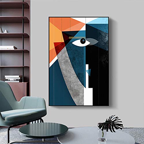 Peinture sur le mur abstrait géométrique visage affiche et impression photo murale 60x90