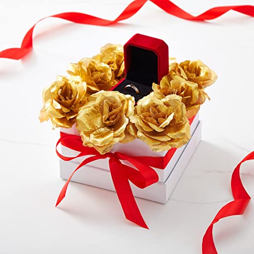 50 Pack Artificial Gold Roses For Decorations, Diy Crafts, 3-Inch Stemless Silk Flower Heads For Wall Decor, Wedding Bouquets #TOP1