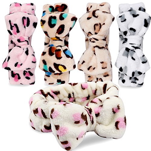 Jaciya 5 Pack Women Spa Headbands Elastic Bow Headband Bow Hair Band For Women Girls
