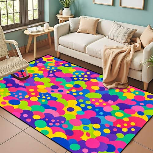 PeeNoke Colorful Abstract Bright Bold Dots Shapes Area Rug Play