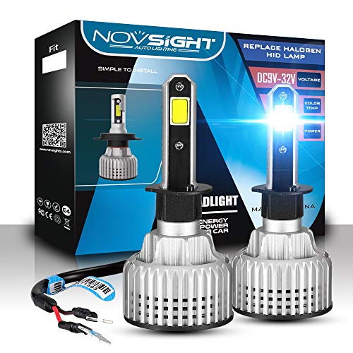 Novsight H1 LED Bulbs All-in-One Conversion Kit 72 W 10000LM 6500 White COB Chips Extremely Bright Car Motor Kits Replacement Assemblies Fog Bulbs