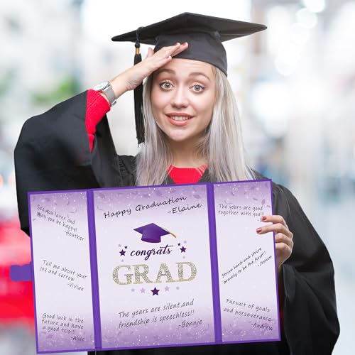 Image of Vlipoeasn 2026 Graduation Guest Book Alternative, Purple Gold Class of 2026 Graduation Party Decorations, Graduation Signature Book for 2026 College High School, Unique Graduation Gifts for Friends