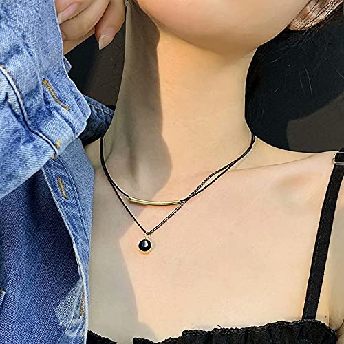 Fashion Black Choker Necklace,2-Layers Black Chain Necklace For Women Girls (Black Necklace) #TOP3