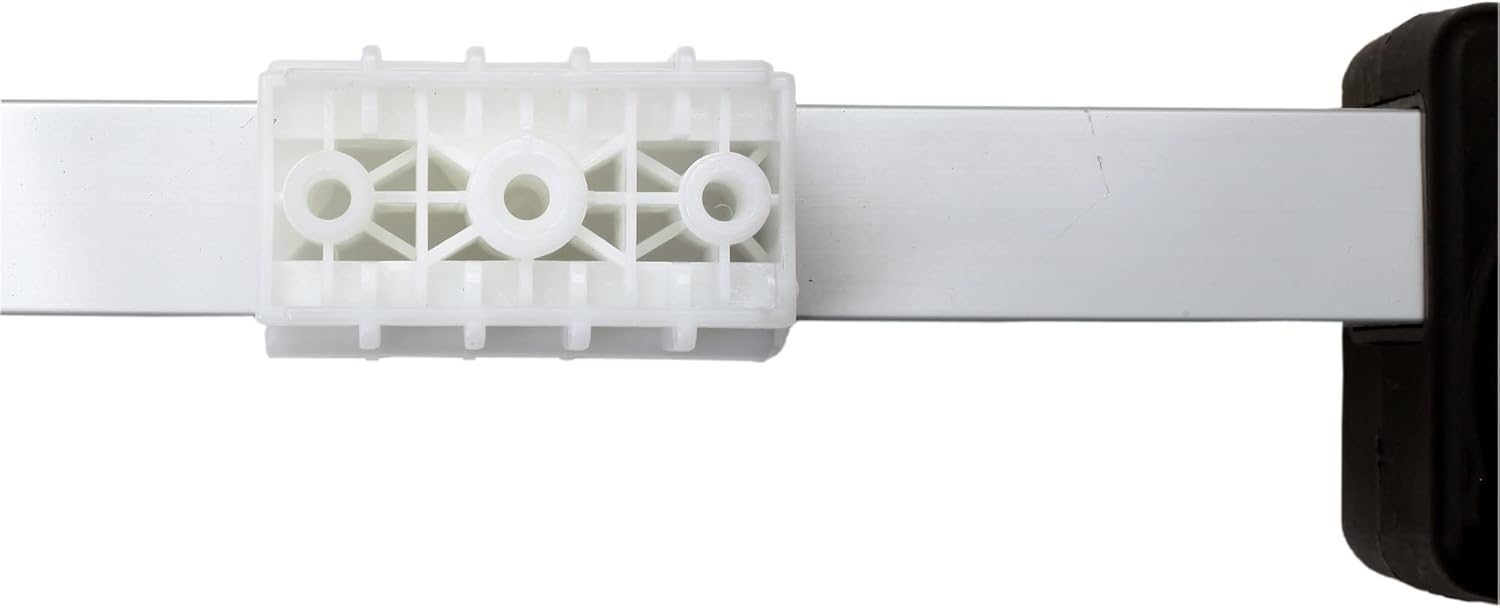 Close-up of the plastic mounting block on the linear rail